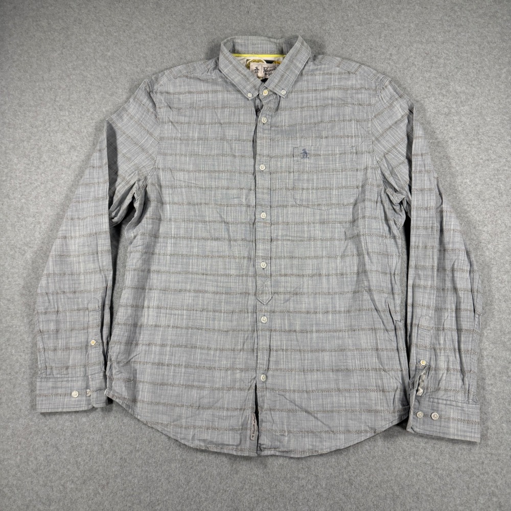 Original Penguin Button Down Shirt Mens XL Striped Long Sleeve Preppy Office